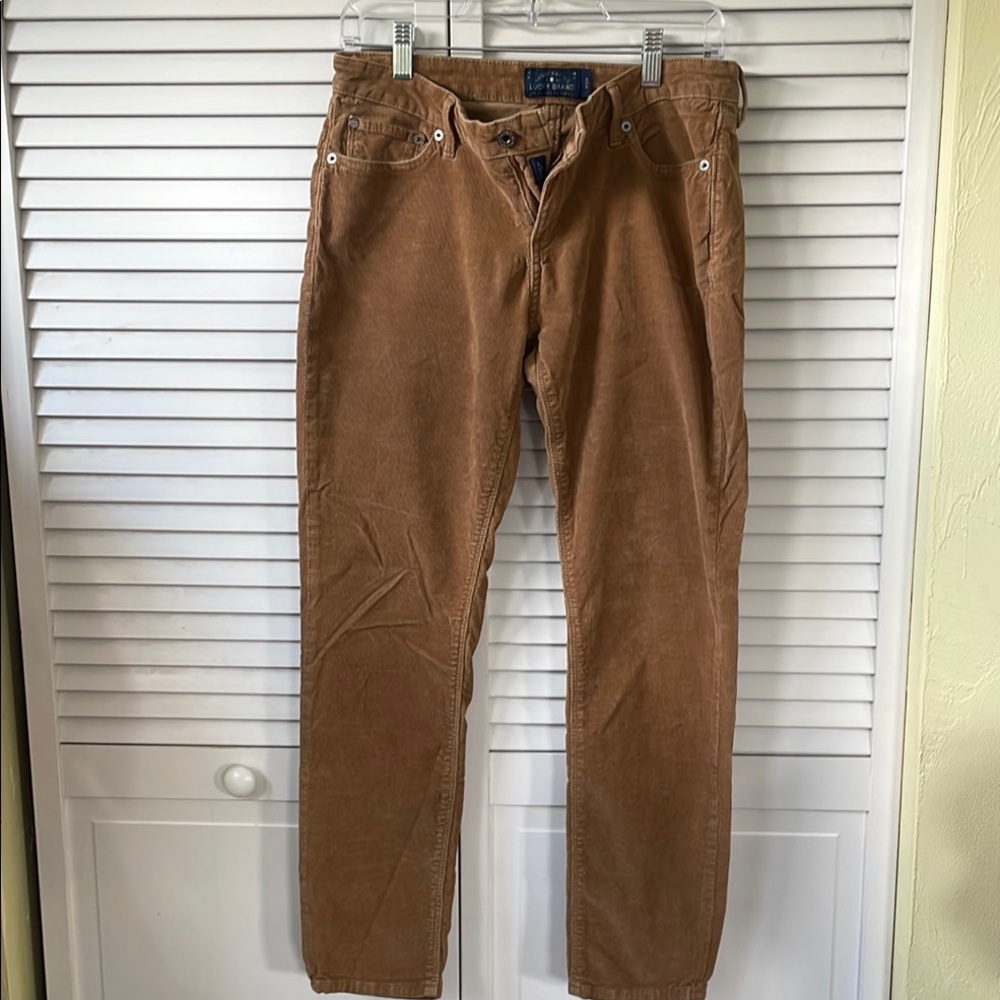 Lucky Brand Brown Corduroy Pants Straight-Leg